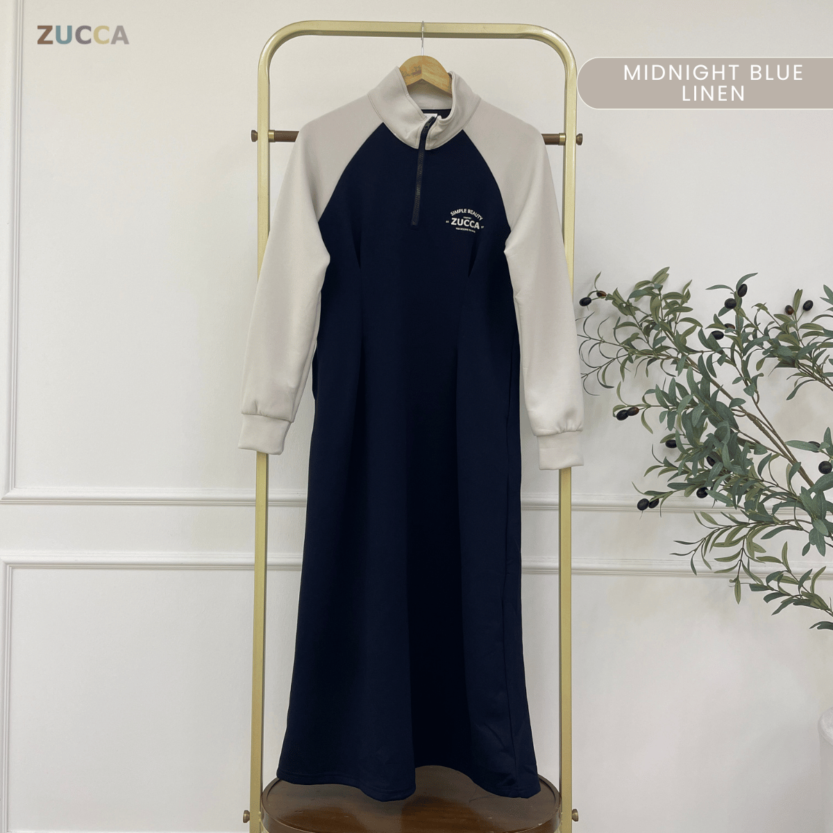 ZUCCA VIVI HALF ZIP LUXE MODEST DRESS ATHLEISURE - MA177