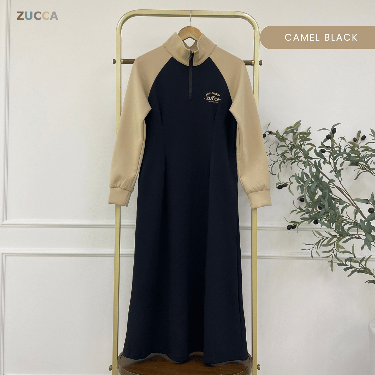 ZUCCA VIVI HALF ZIP LUXE MODEST DRESS ATHLEISURE - MA177