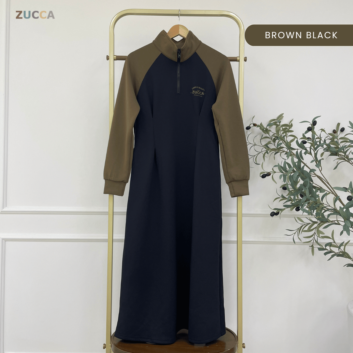 ZUCCA VIVI HALF ZIP LUXE MODEST DRESS ATHLEISURE - MA177