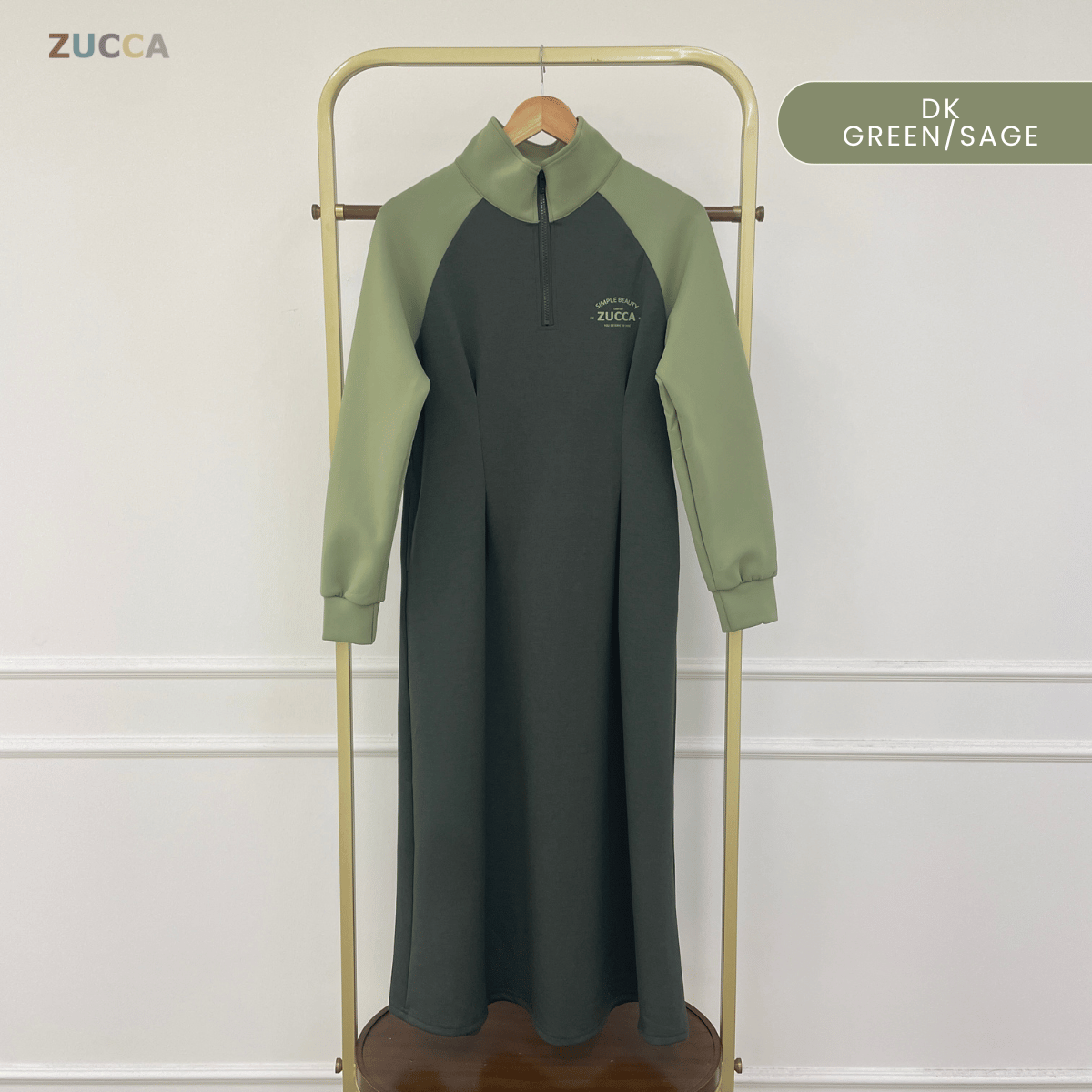 ZUCCA VIVI HALF ZIP LUXE MODEST DRESS ATHLEISURE - MA177