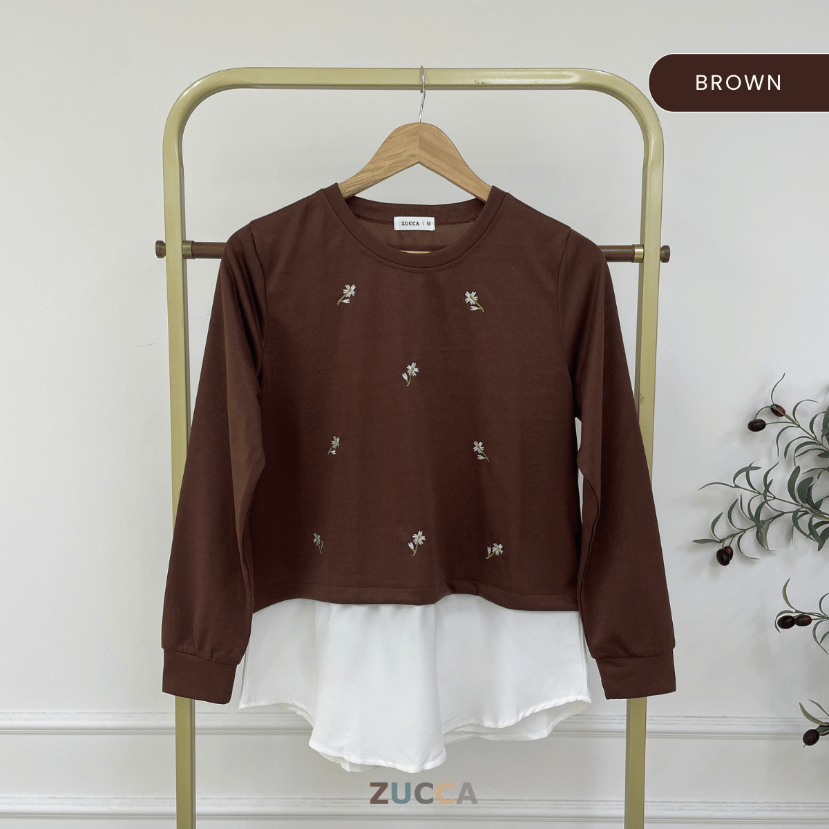 ZUCCA FARISHA FLORAL EMBROIDERY LAYERED MODEST TOP - MA179 (GN272)