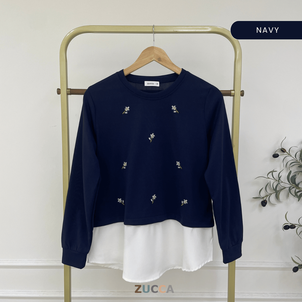 ZUCCA FARISHA FLORAL EMBROIDERY LAYERED MODEST TOP - MA179 (GN272)
