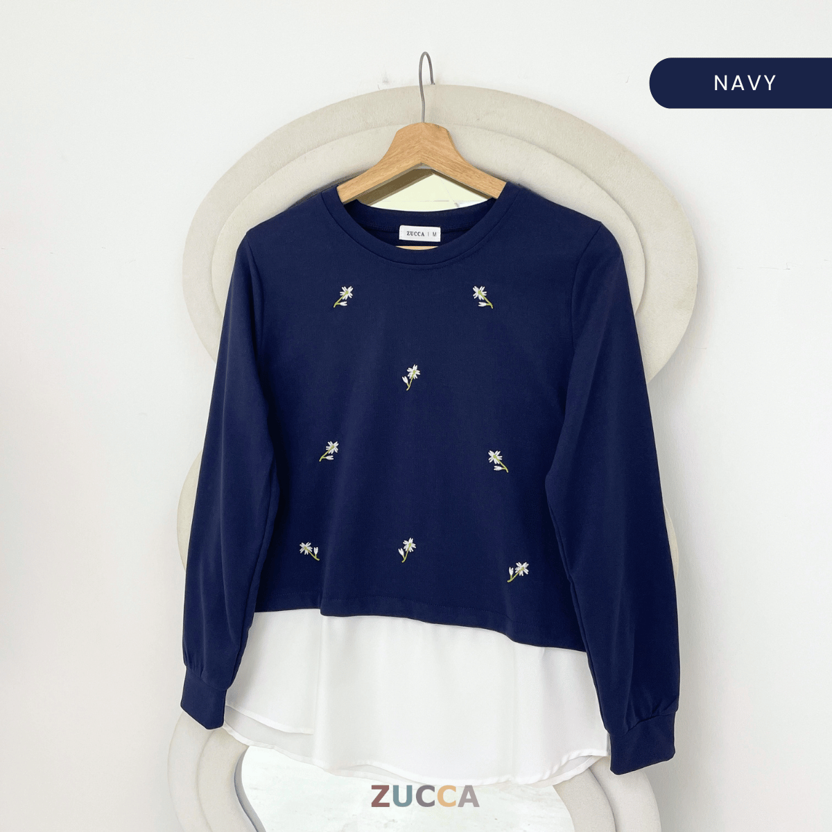 ZUCCA FARISHA FLORAL EMBROIDERY LAYERED MODEST BLOUSE- MA179 (GN272)