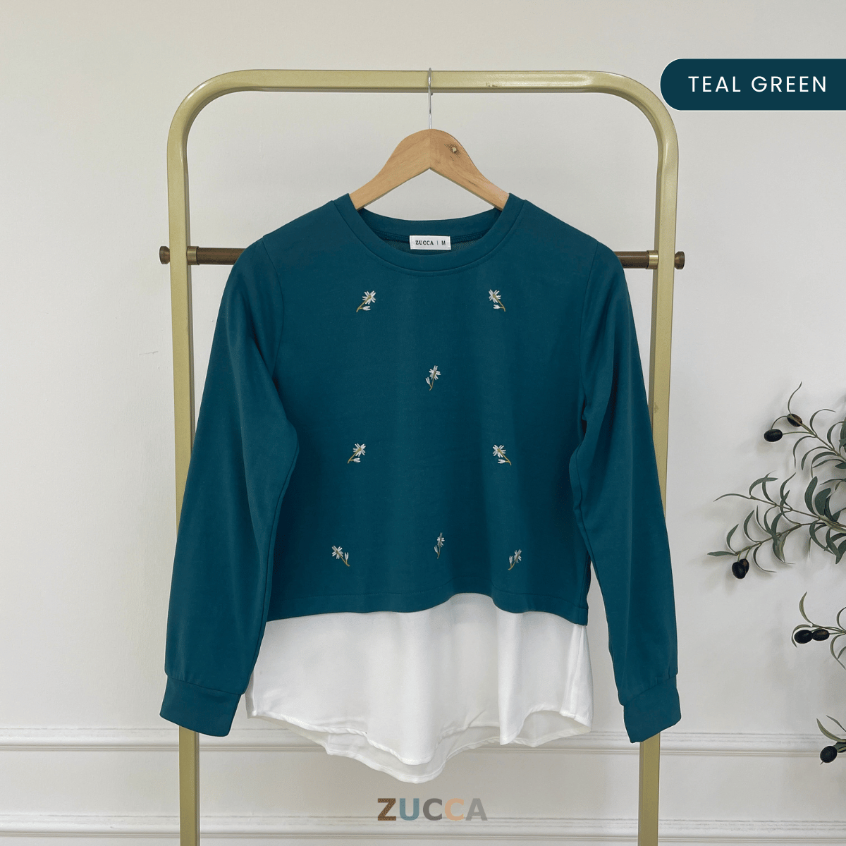 ZUCCA FARISHA FLORAL EMBROIDERY LAYERED MODEST TOP - MA179 (GN272)