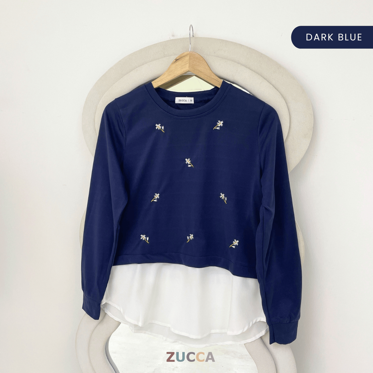 ZUCCA FARISHA FLORAL EMBROIDERY LAYERED MODEST BLOUSE- MA179 (GN272)