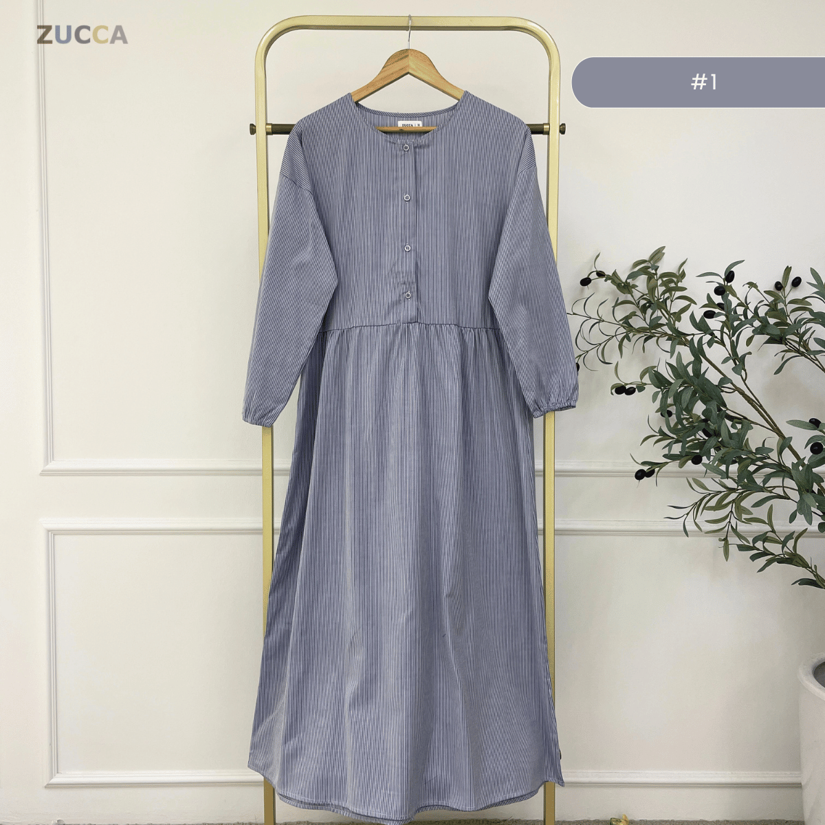 ZUCCA EMILIA SOFT STRIPE MODEST MAXI DRESS-MA181