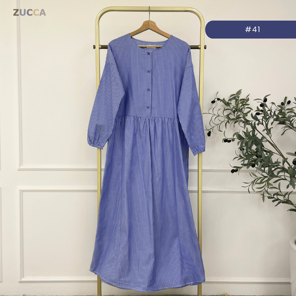 ZUCCA EMILIA SOFT STRIPE MODEST MAXI DRESS-MA181