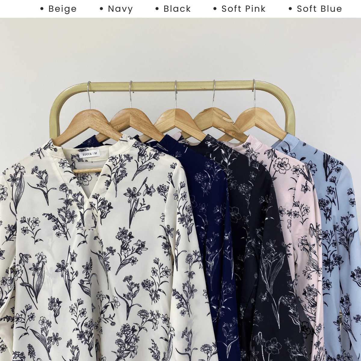 ZUCCA KEYSA MONO FLORAL MINIMALIST MODEST BLOUSE - MA182 (BT303)