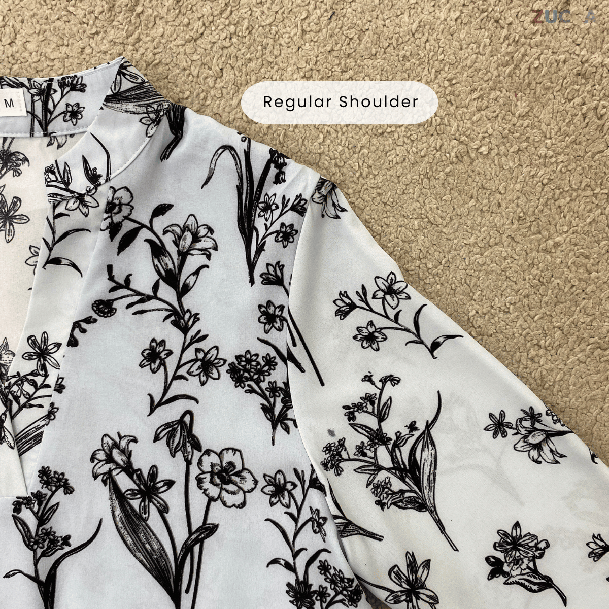 ZUCCA KEYSA MONO FLORAL MINIMALIST MODEST BLOUSE - MA182 (BT303)