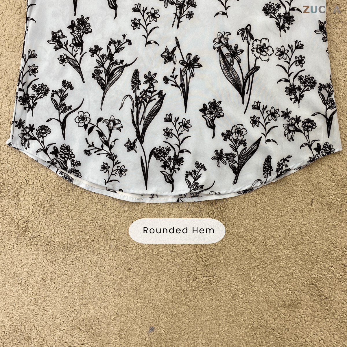 ZUCCA KEYSA MONO FLORAL MINIMALIST MODEST BLOUSE - MA182 (BT303)