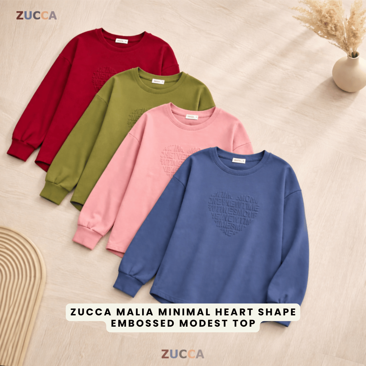 ZUCCA MALIA MINIMAL HEART SHAPE EMBOSSED MODEST TOP - MA183