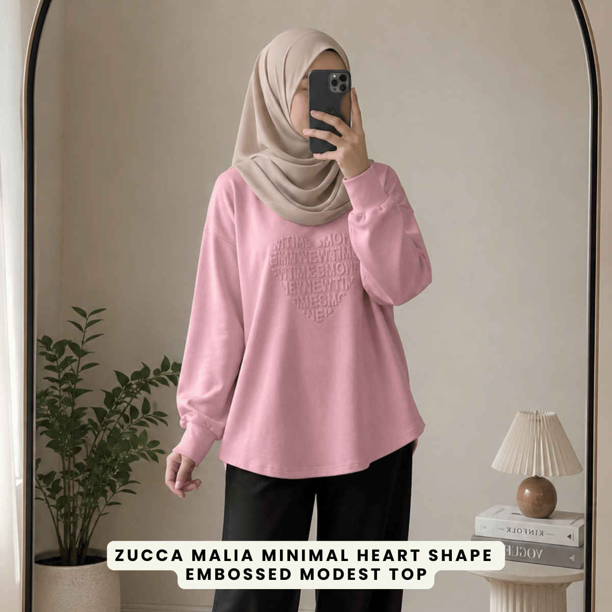 ZUCCA MALIA MINIMAL HEART SHAPE EMBOSSED MODEST TOP - MA183