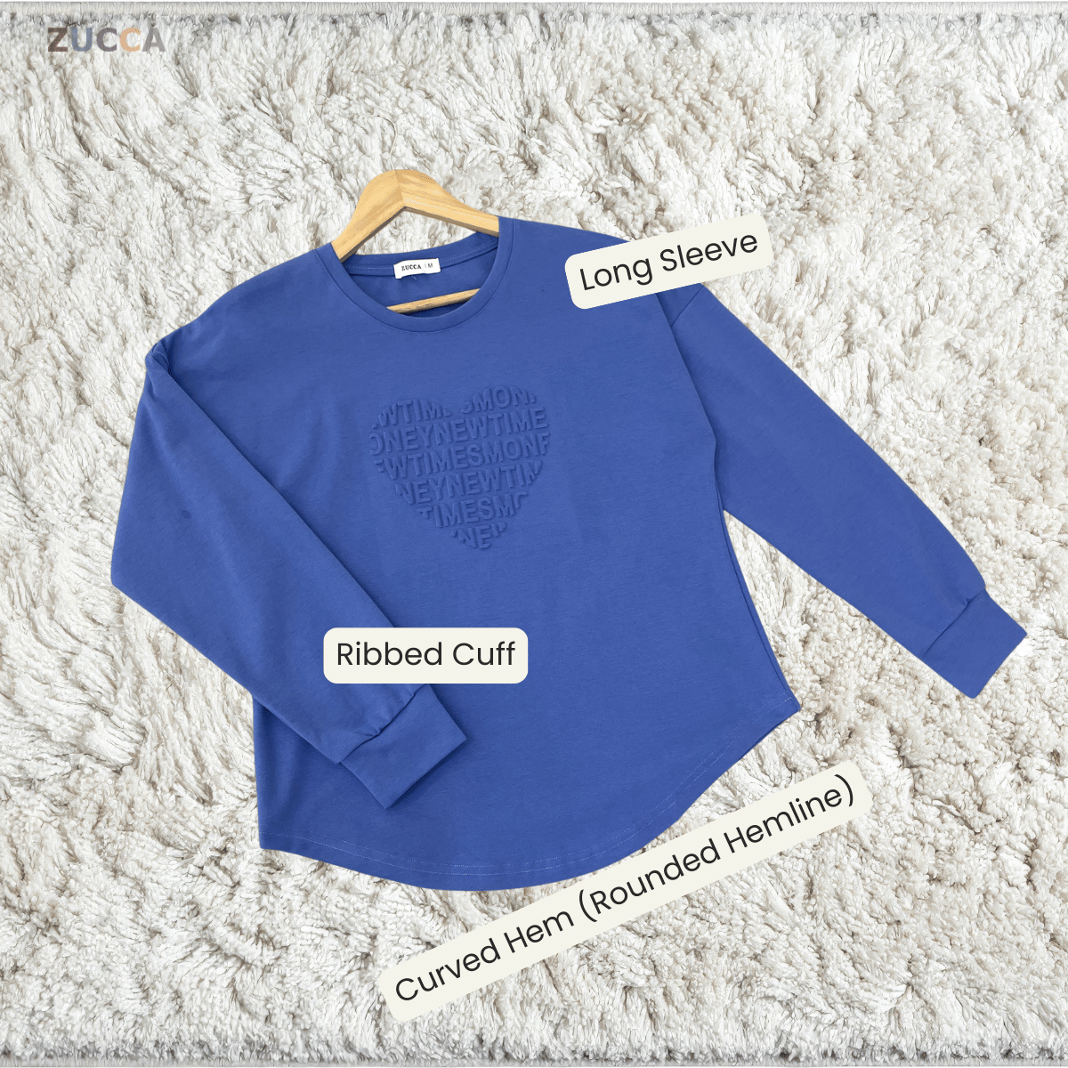 ZUCCA MALIA MINIMAL HEART SHAPE EMBOSSED MODEST TOP - MA183