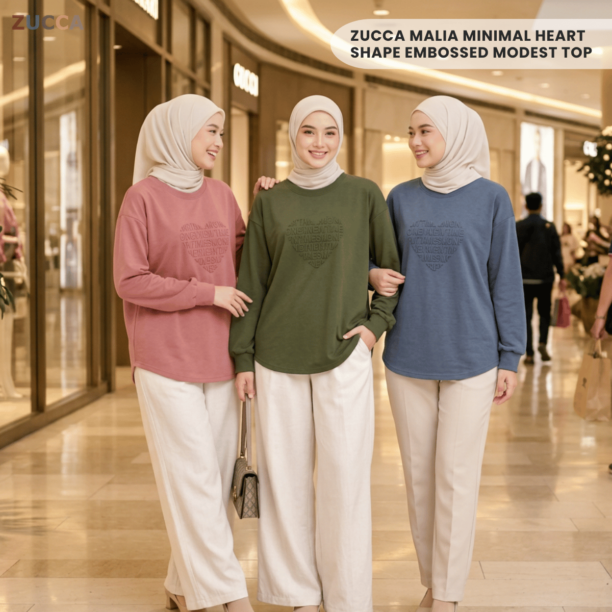 ZUCCA MALIA MINIMAL HEART SHAPE EMBOSSED MODEST TOP - MA183