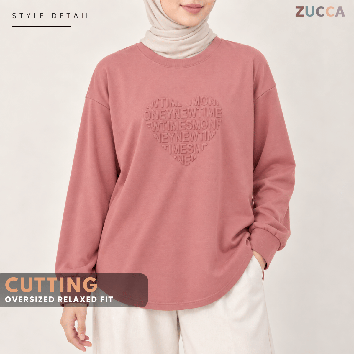 ZUCCA MALIA MINIMAL HEART SHAPE EMBOSSED MODEST TOP - MA183