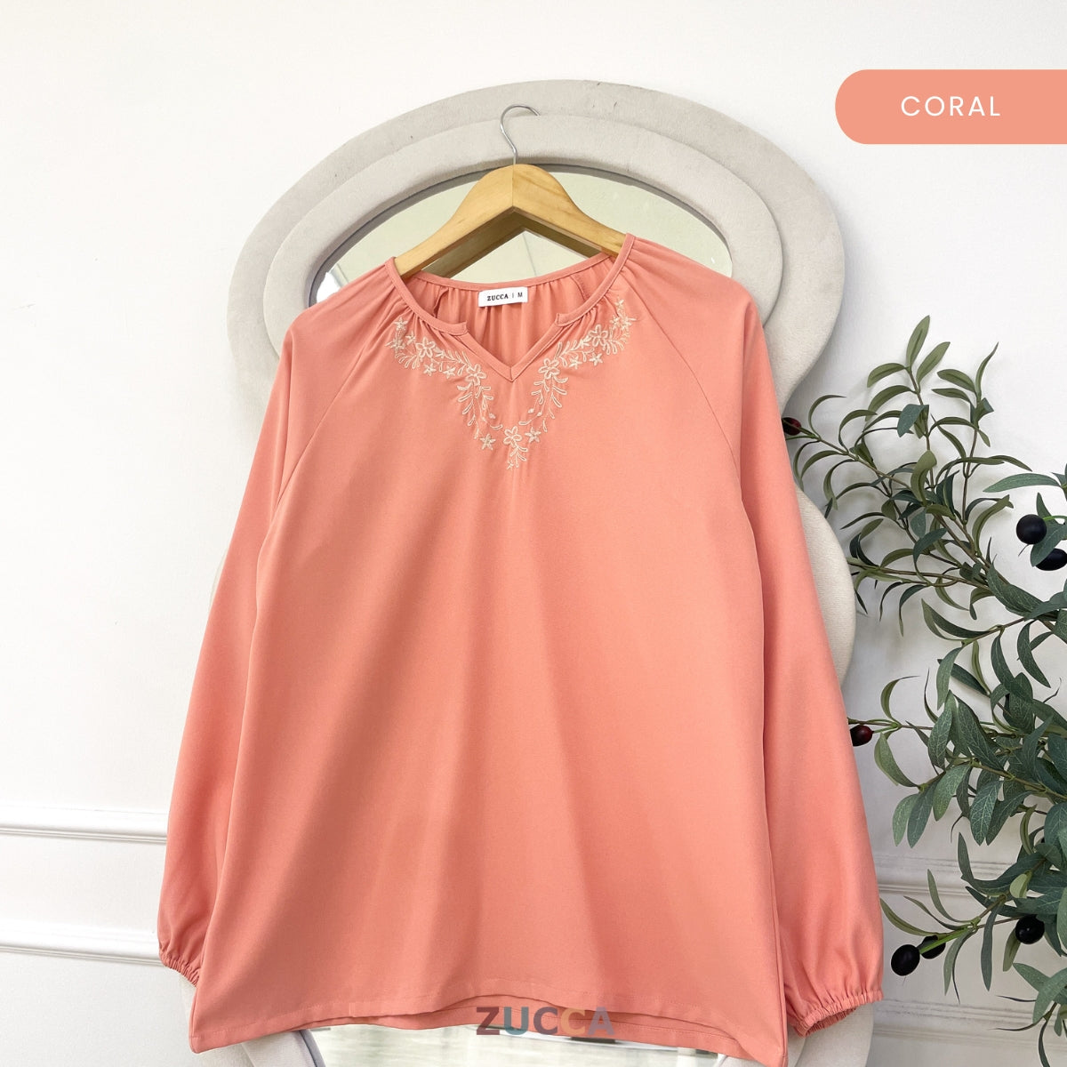 ZUCCA SURIA MINIMALIST PLAIN BLOUSE LONG SLEEVE - MA184