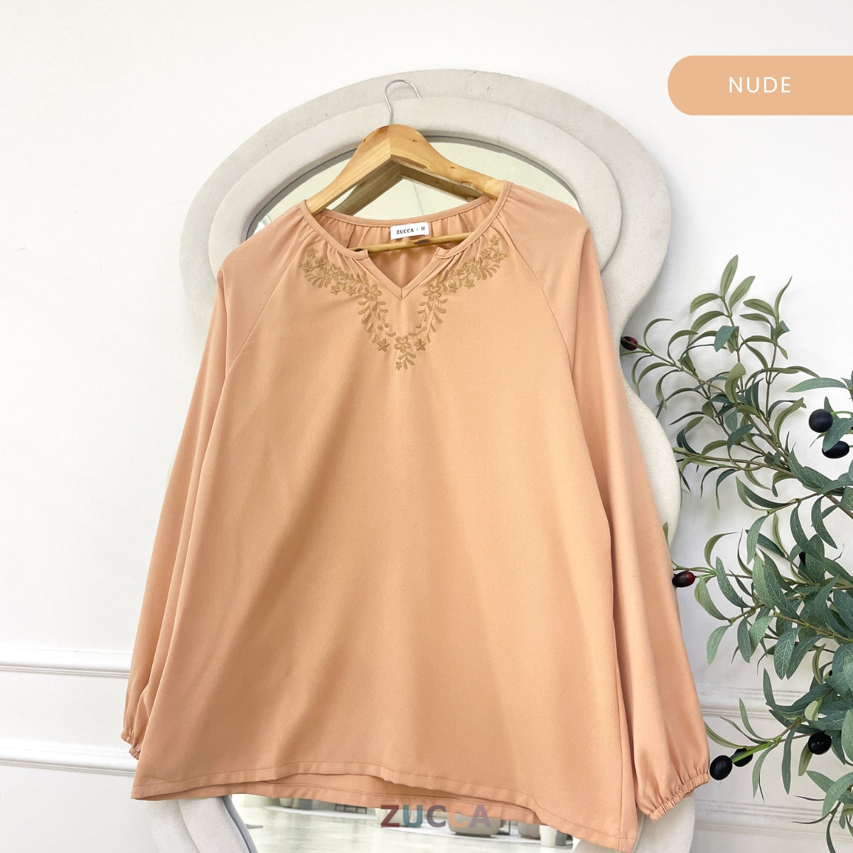 ZUCCA SURIA MINIMALIST PLAIN BLOUSE LONG SLEEVE - MA184