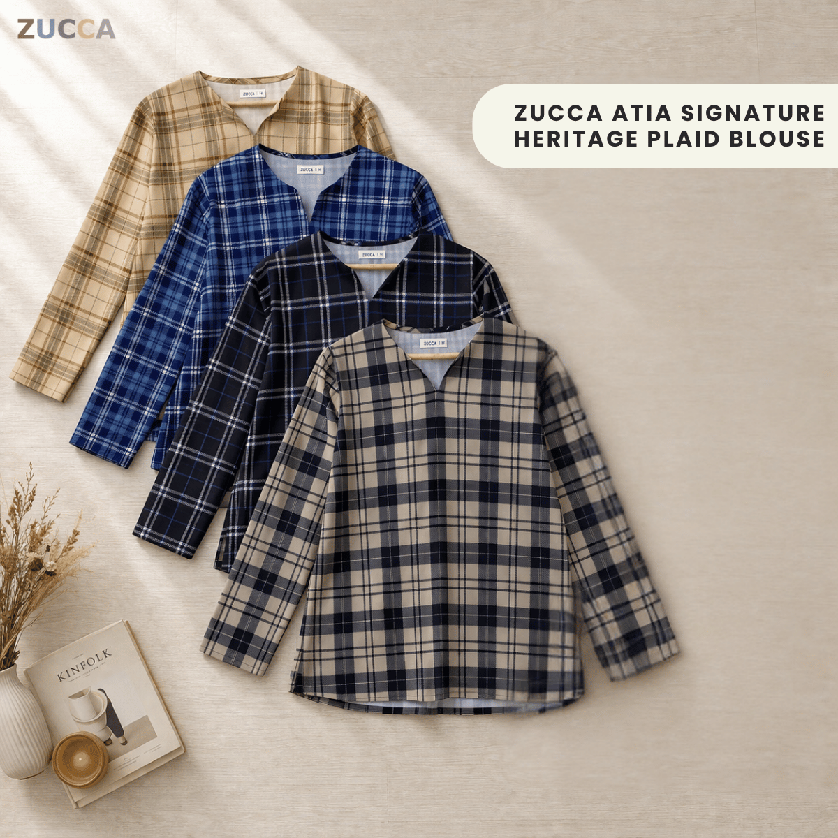 ZUCCA ATIA SIGNATURE HERITAGE PLAID BLOUSE - MA186 (B14194)