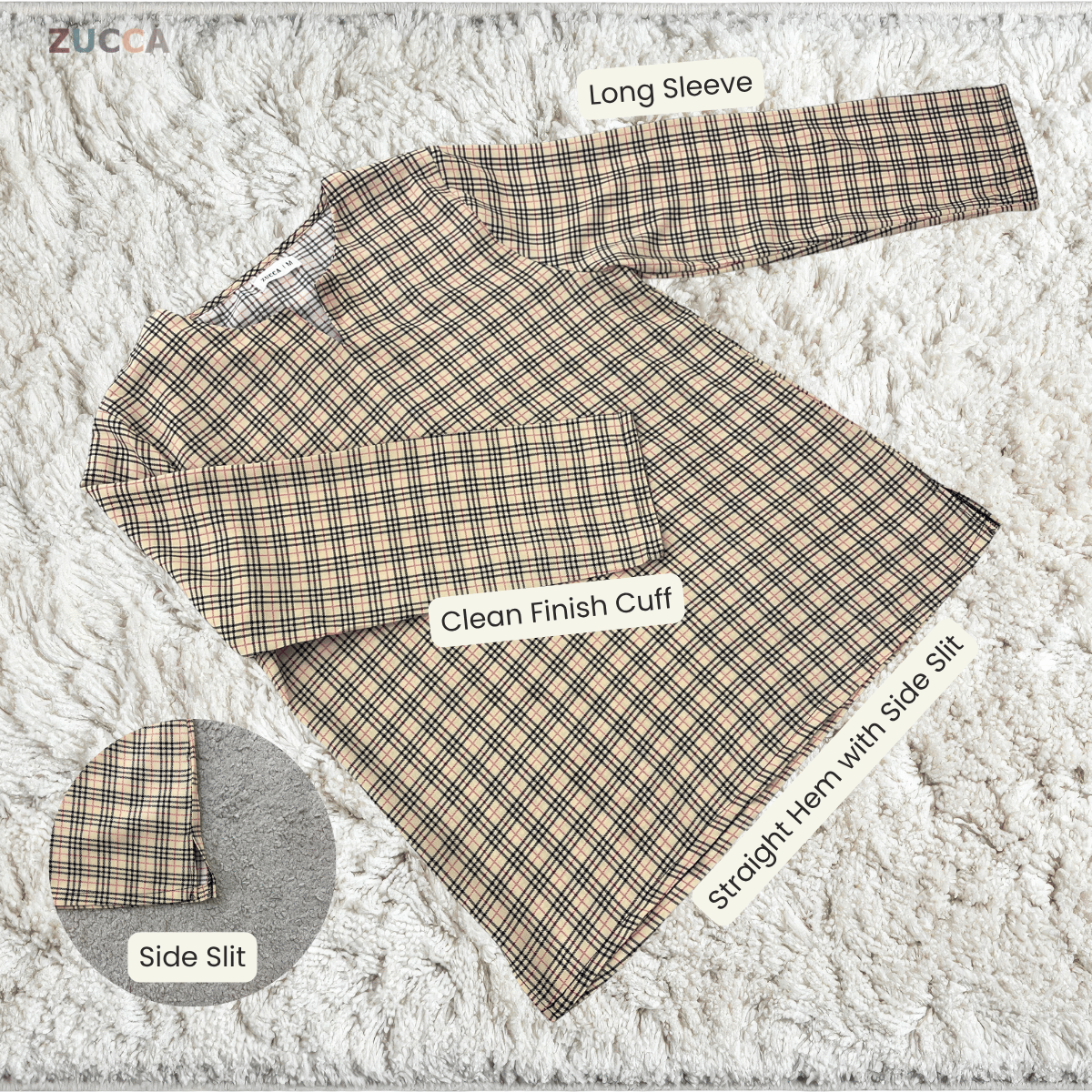 ZUCCA SUZIE CLASSIC HERITAGE PLAID MODEST TOP - MA187