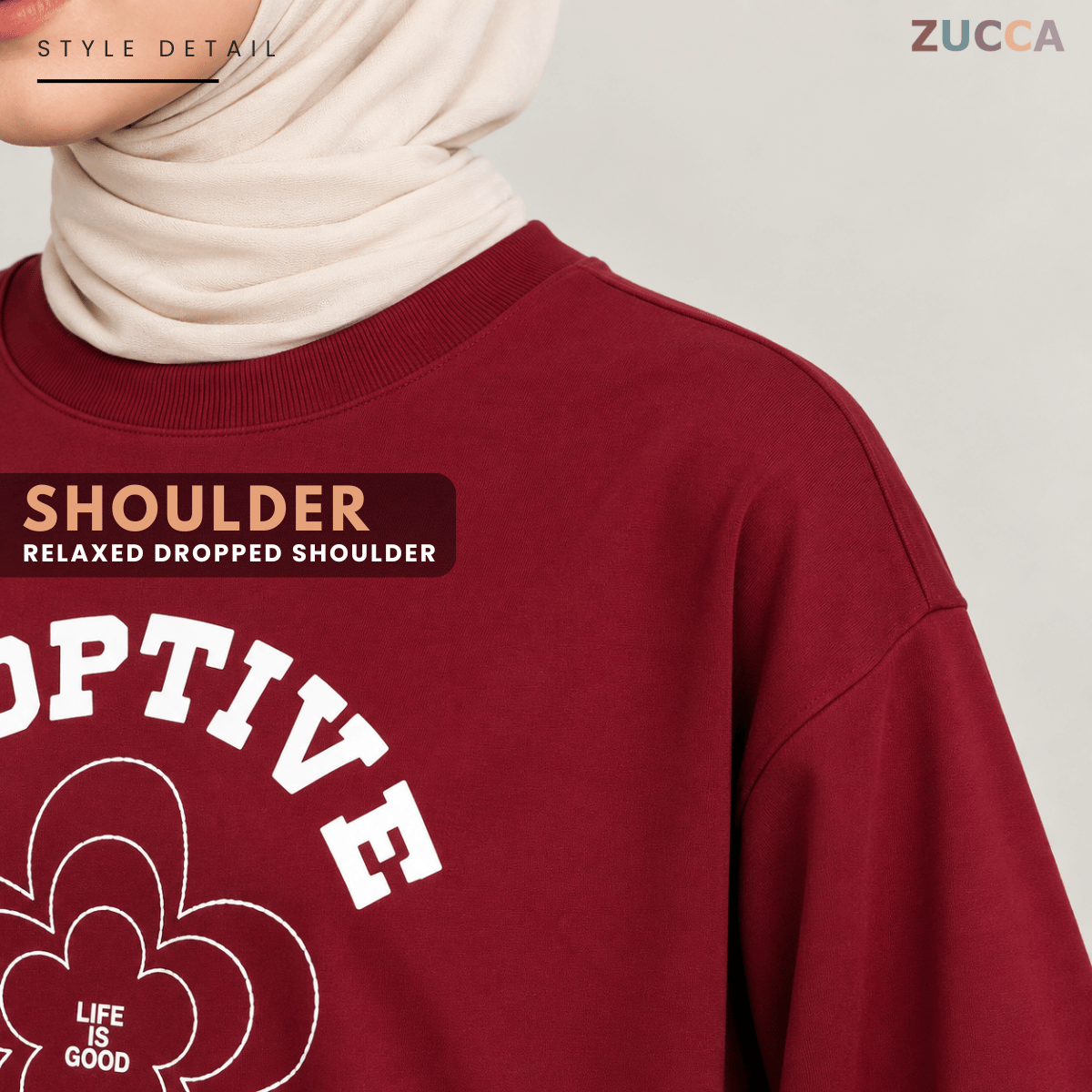 ZUCCA NATASHA MINIMAL FLORAL GRAPHIC MODEST LONG SLEEVE TOP - MA188