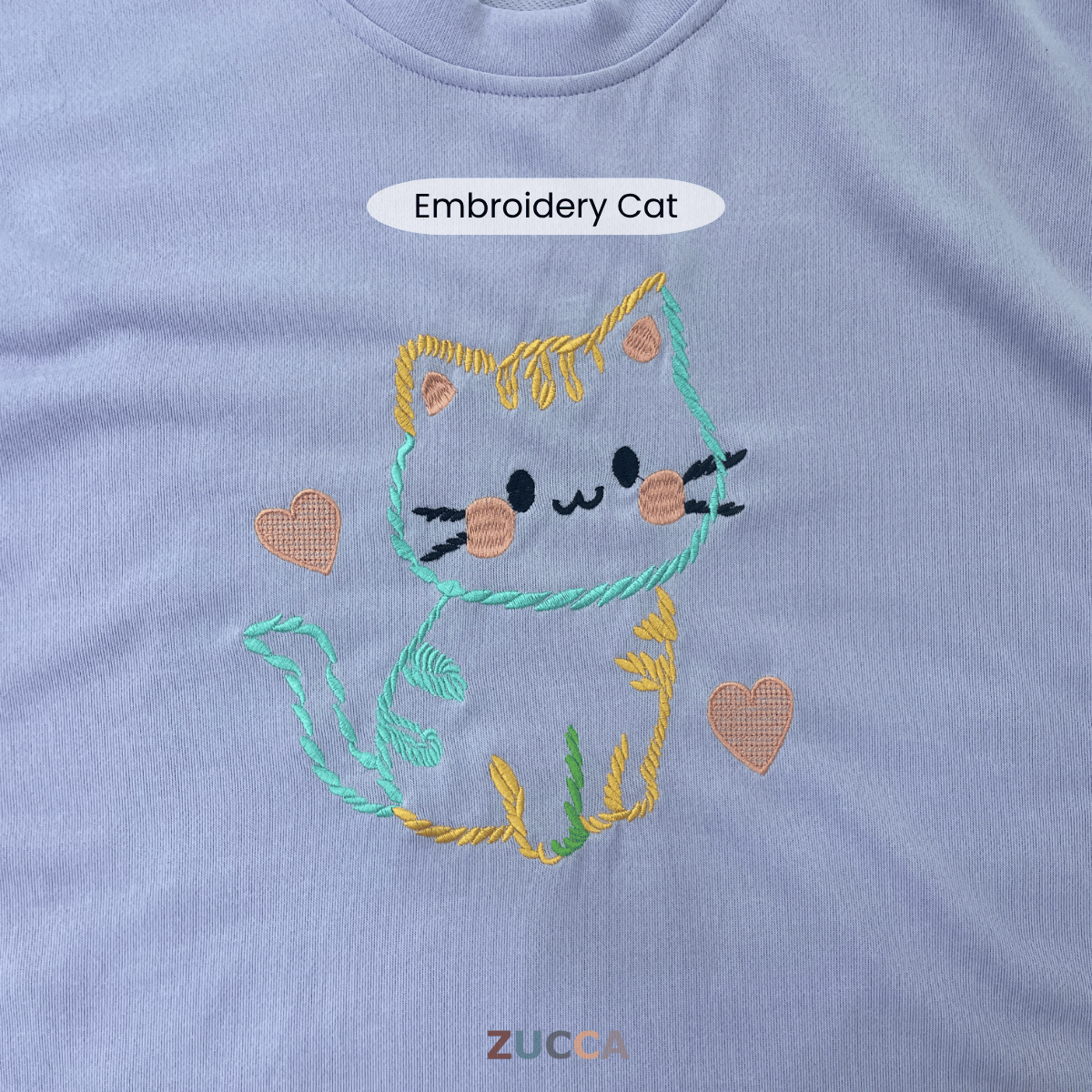 ZUCCA FIORA EMBROIDERED CAT MODEST LONG SLEEVE TOP - MA189