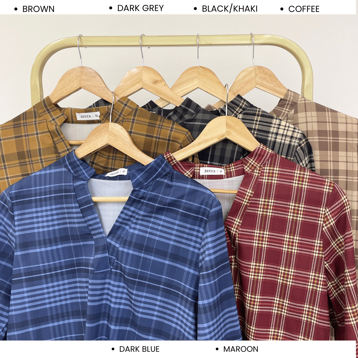 ZUCCA SERENA CLASSIC PLAID MODEST BLOUSE-MA190