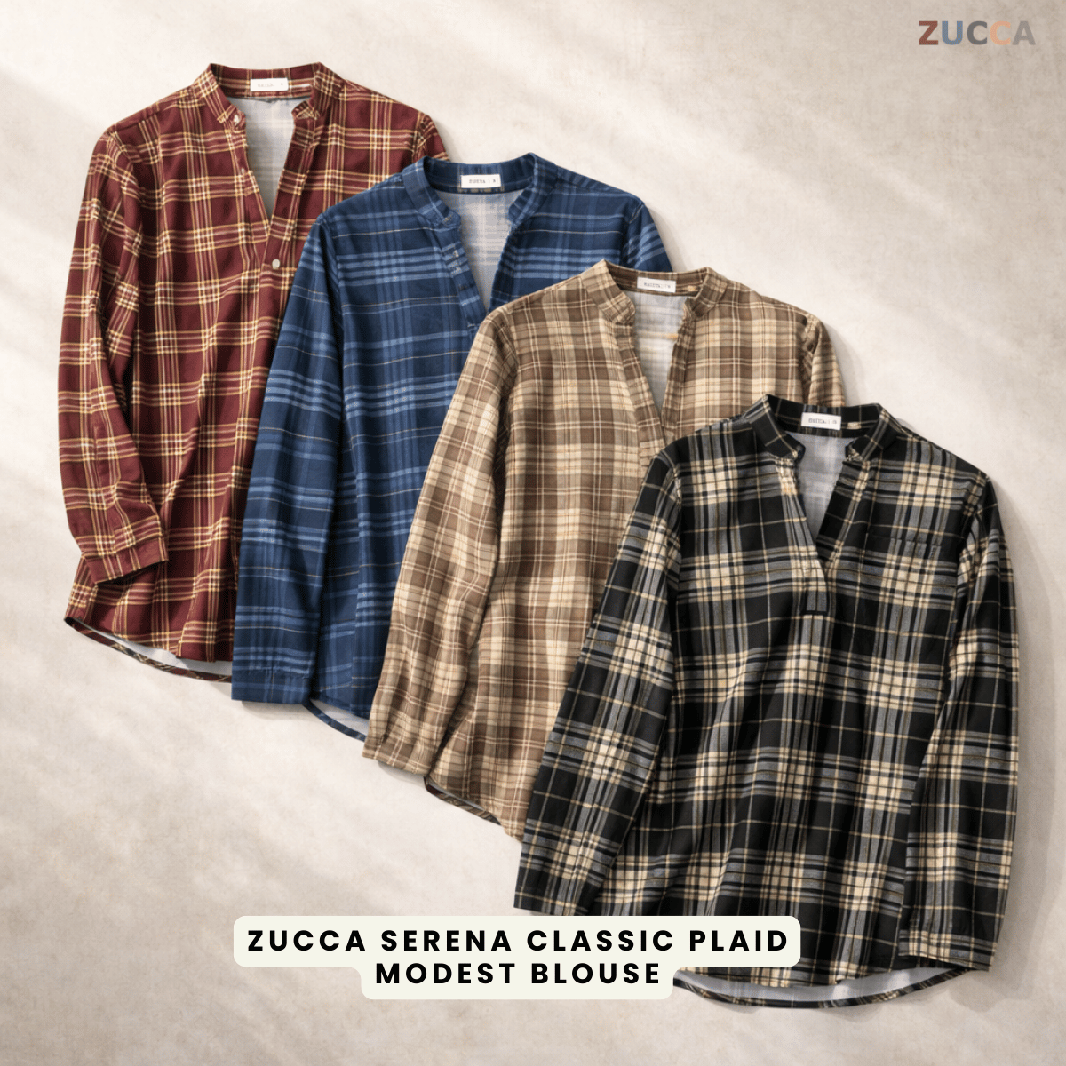 ZUCCA SERENA CLASSIC PLAID MODEST BLOUSE-MA190