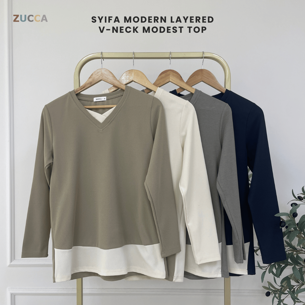 ZUCCA SYIFA MODERN LAYERED V-NECK MODEST TOP - MA191
