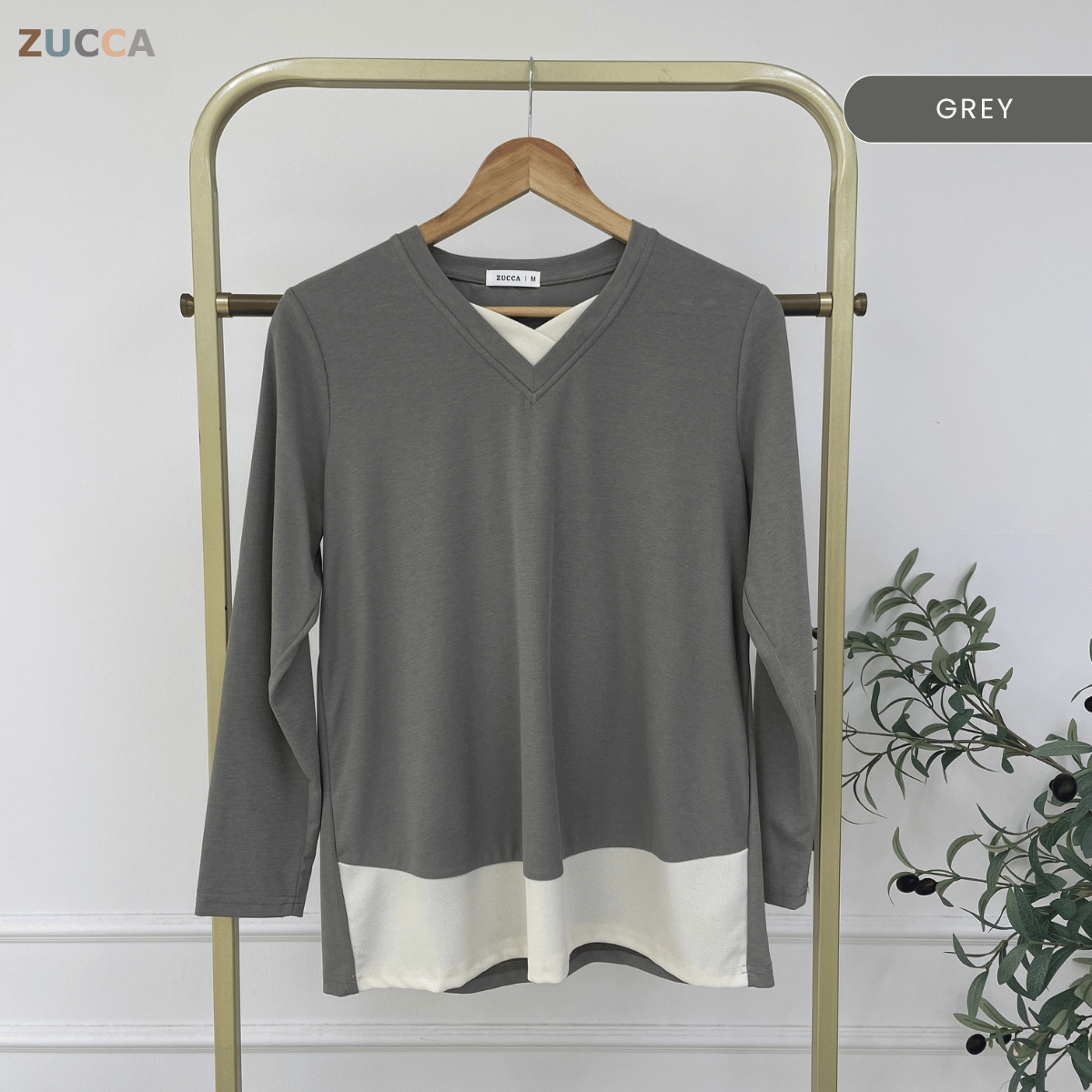 ZUCCA SYIFA MODERN LAYERED V-NECK MODEST TOP - MA191