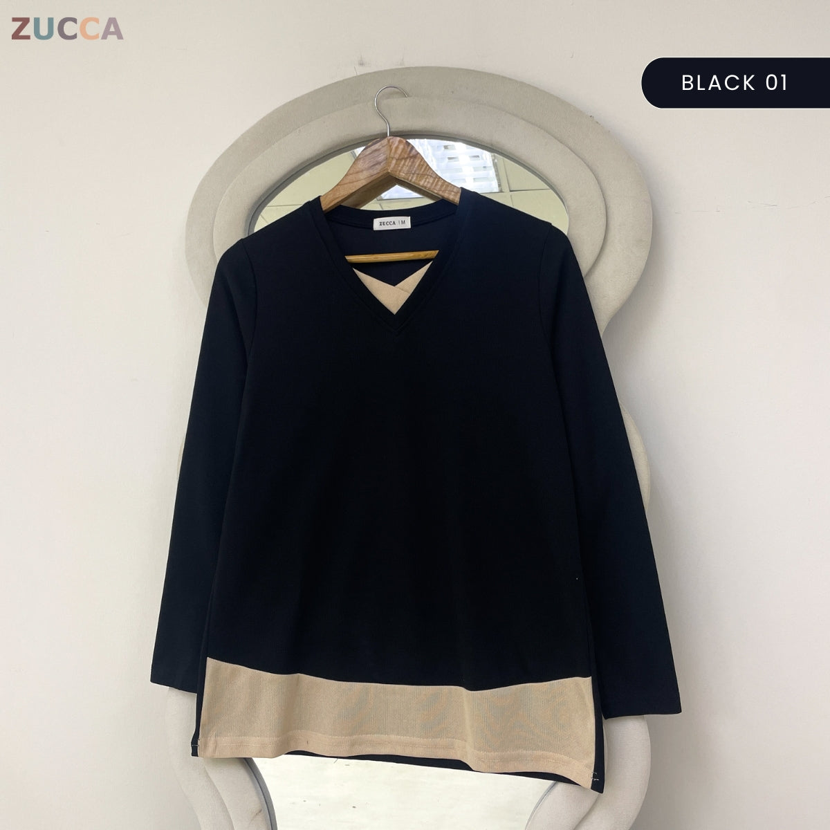 ZUCCA SYIFA MODERN LAYERED V-NECK MODEST TOP - MA191