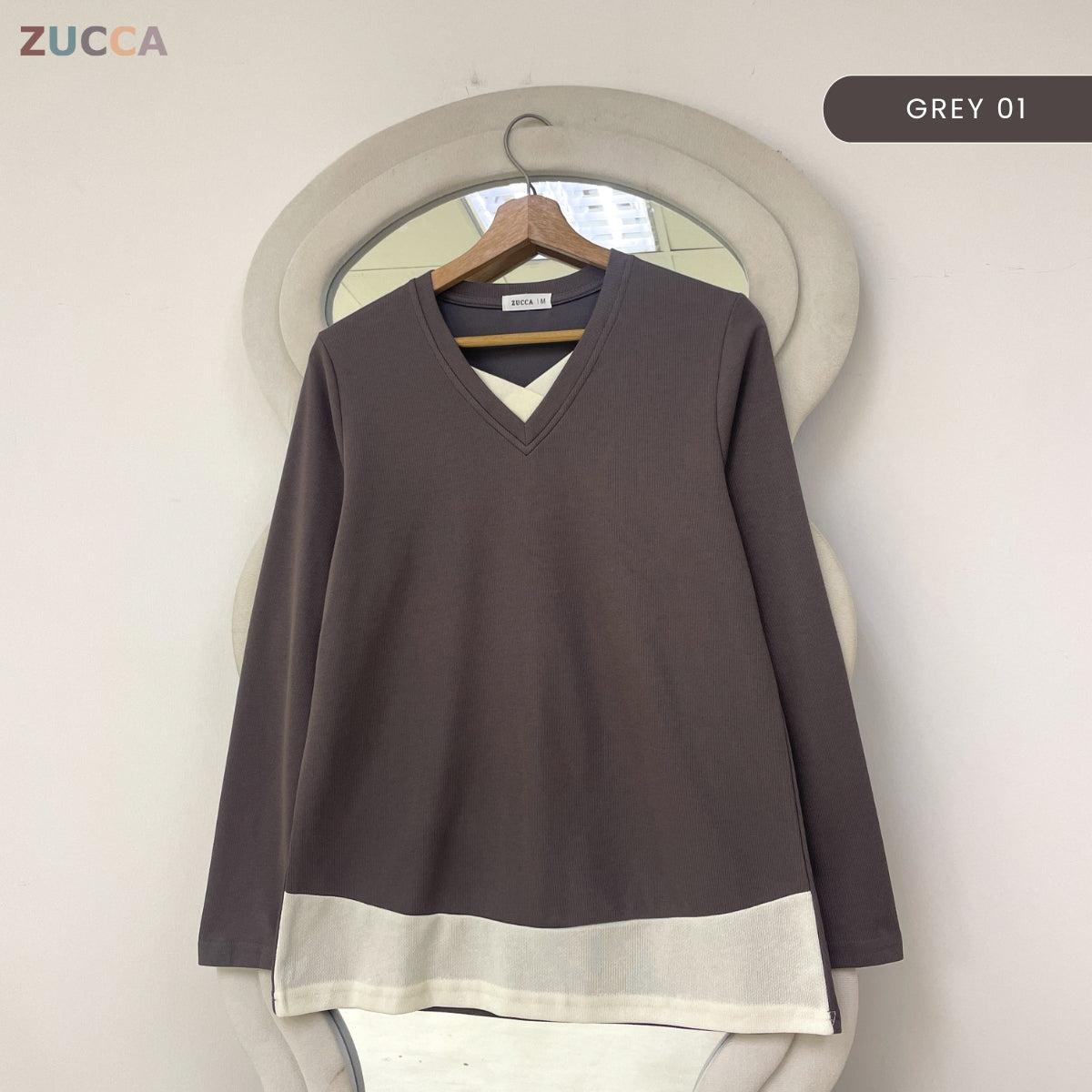 ZUCCA SYIFA MODERN LAYERED V-NECK MODEST TOP - MA191