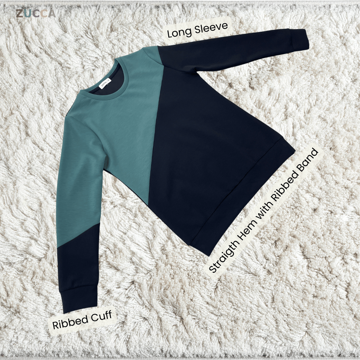 ZUCCA FELICE DUAL TONE PANEL LONG SLEEVE TOP - MA194