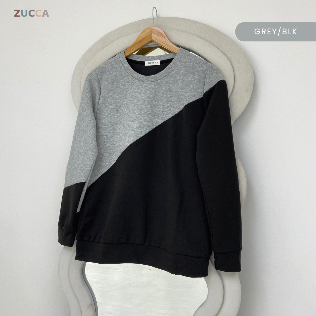 ZUCCA FELICE DUAL TONE PANEL LONG SLEEVE TOP - MA194