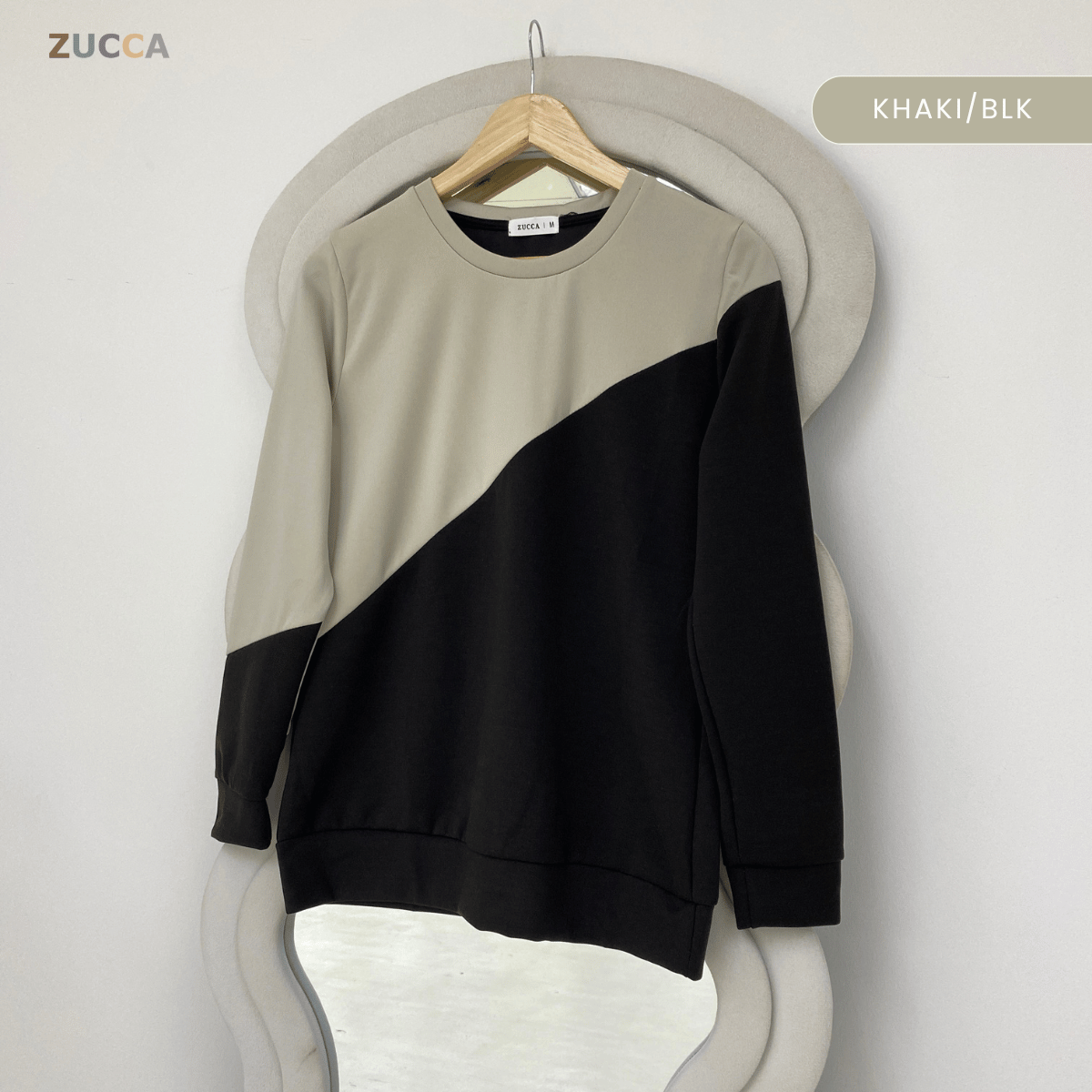 ZUCCA FELICE DUAL TONE PANEL LONG SLEEVE TOP - MA194