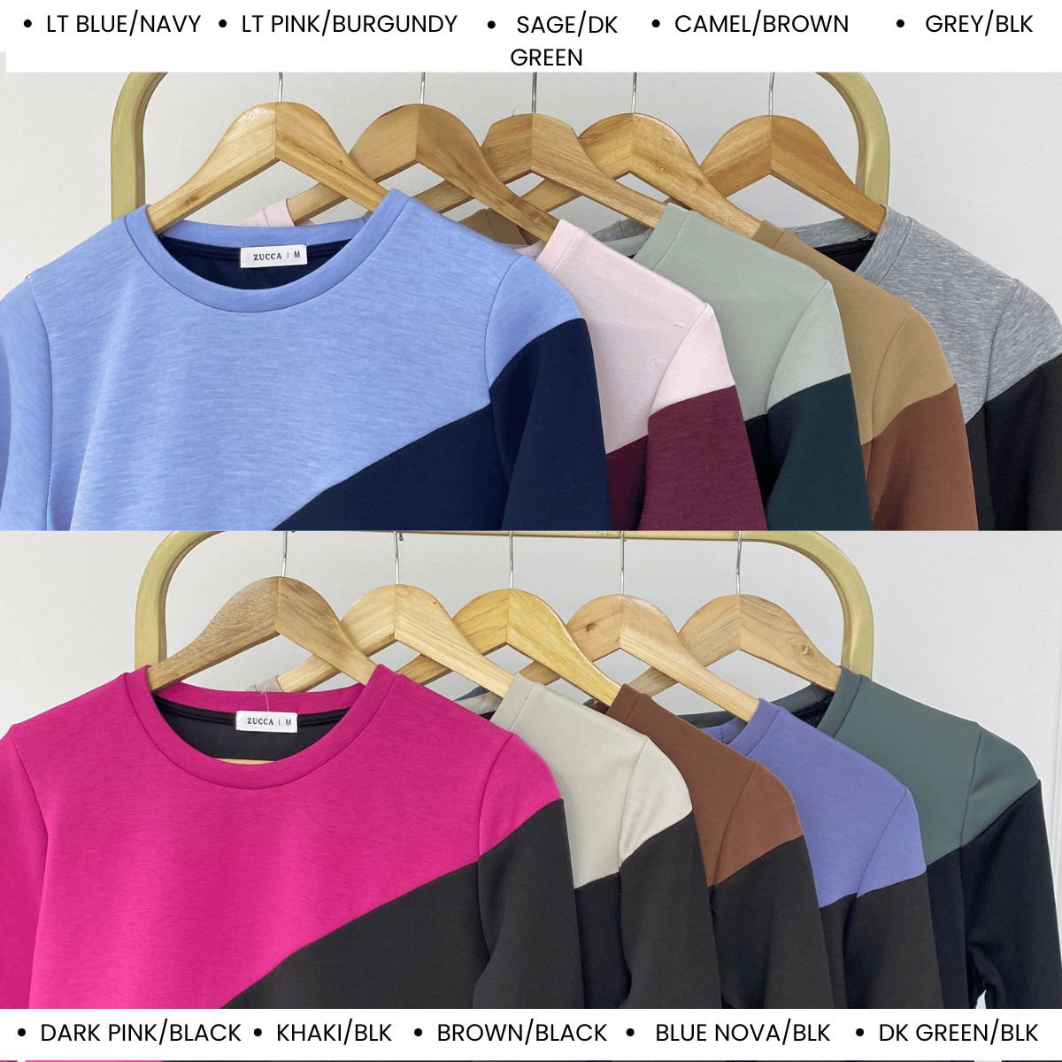 ZUCCA FELICE DUAL TONE PANEL LONG SLEEVE TOP - MA194