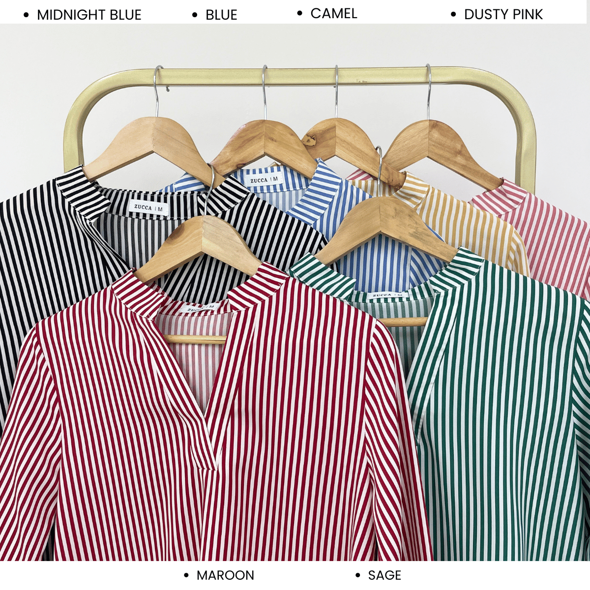 ZUCCA ZALIA MINIMAL STRIPED MODEST BLOUSE-MA195