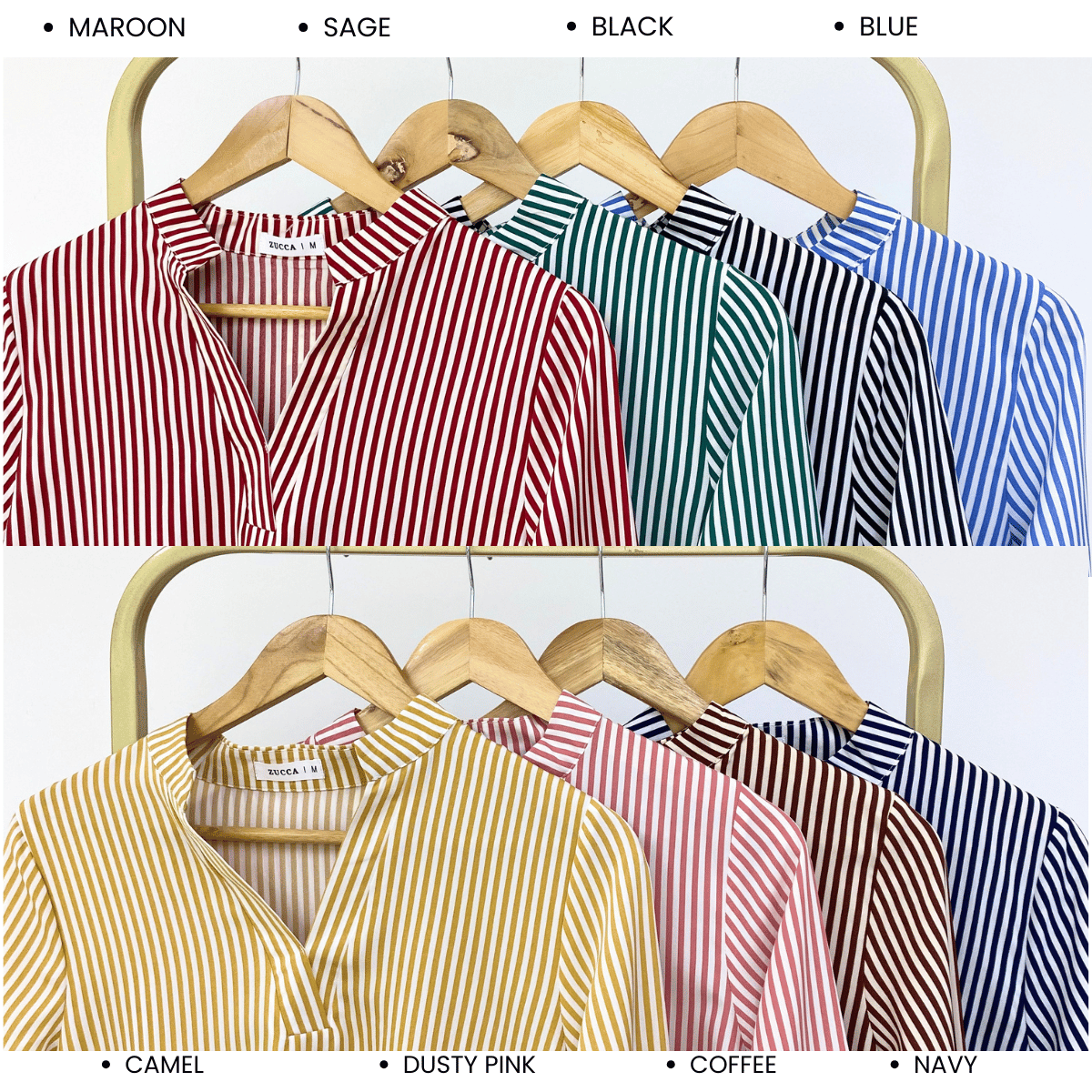 ZUCCA ZALIA MINIMAL STRIPED MODEST BLOUSE-MA195