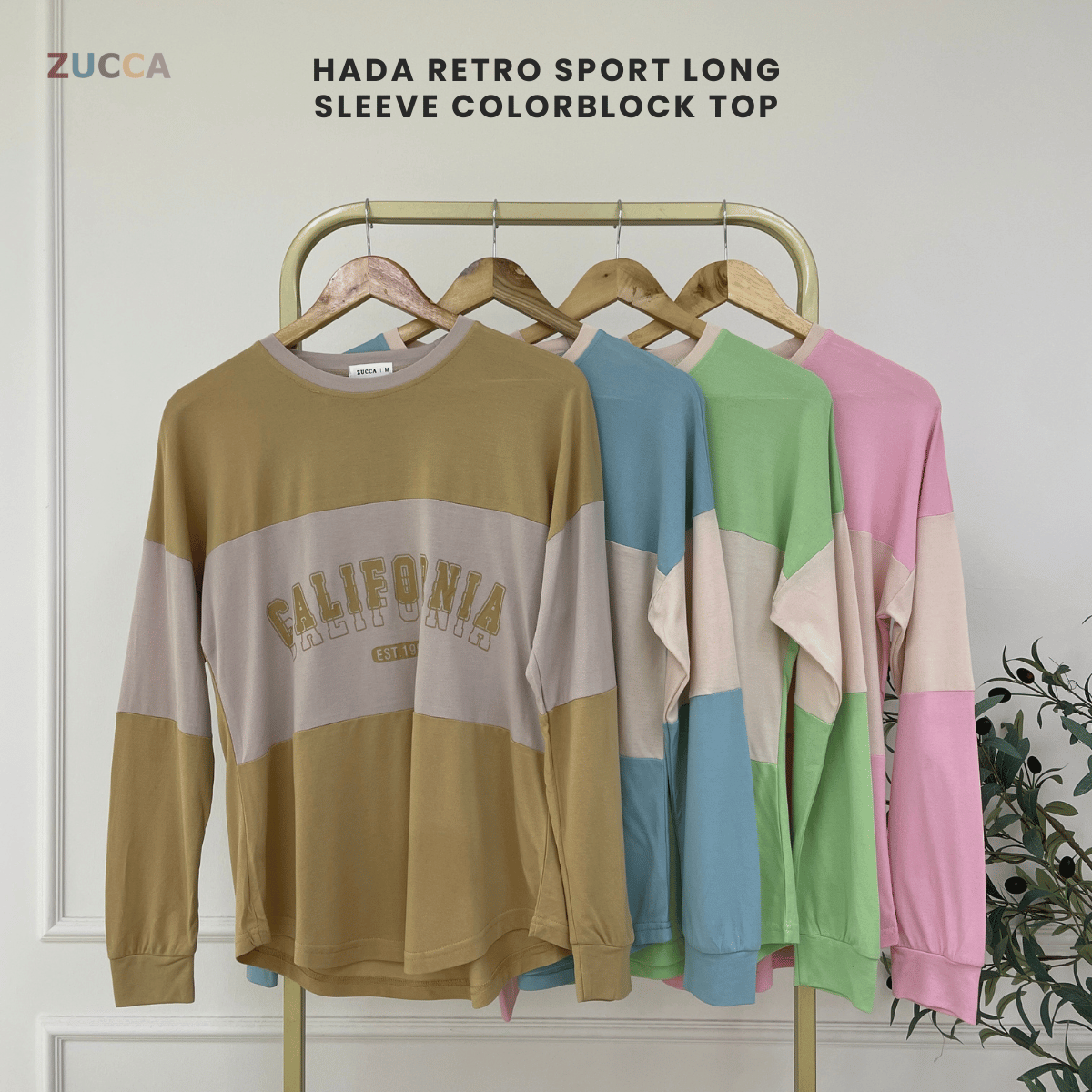 ZUCCA HADA RETRO SPORT LONG SLEEVE COLORBLOCK TOP - MA196