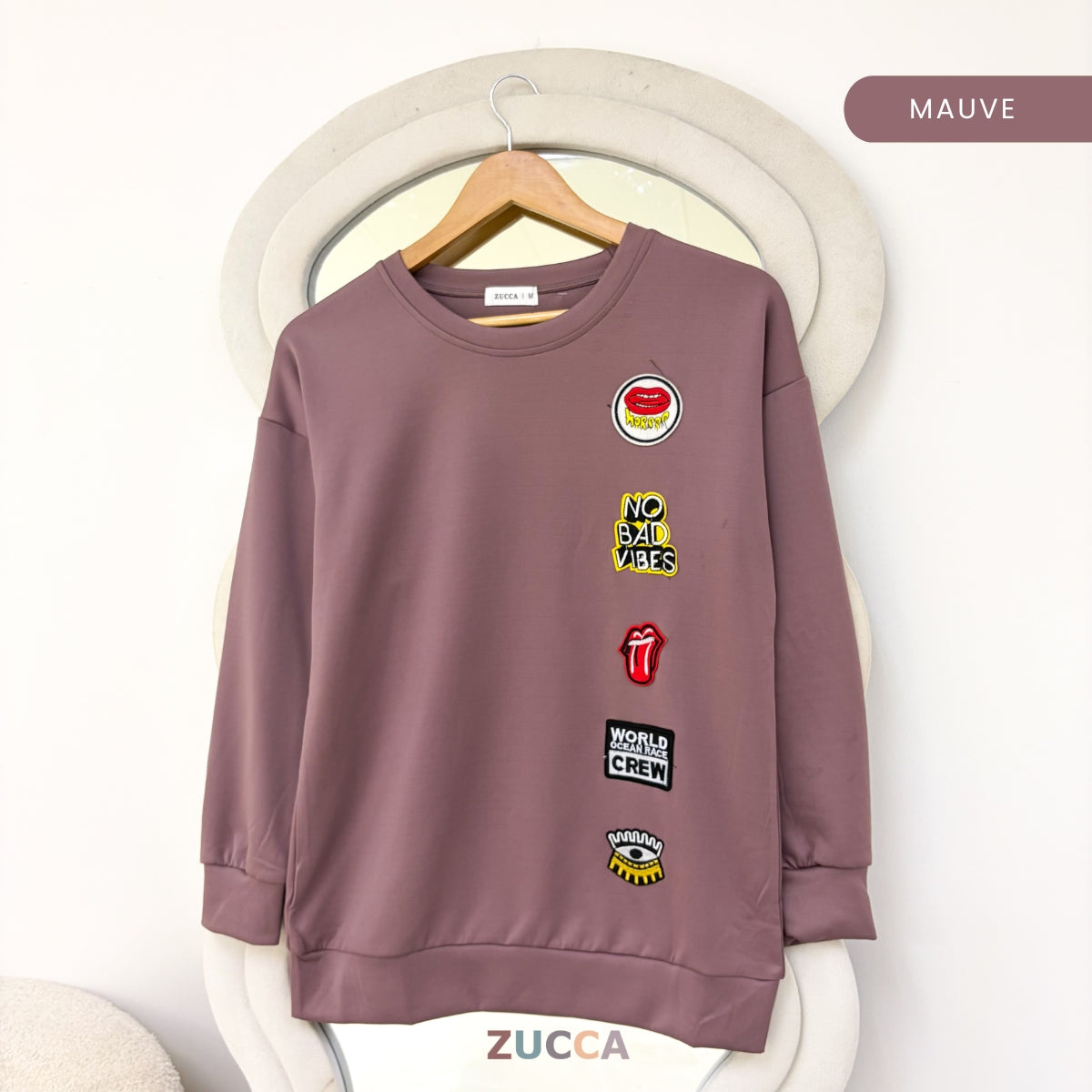 ZUCCA KAEIRA KASUAL WOMEN PATCH EMBROIDERED COZY SWEATSHIRT - MA197