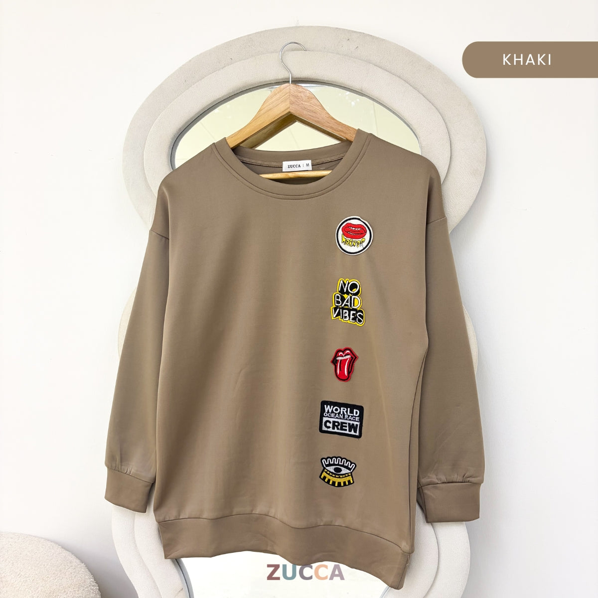 ZUCCA KAEIRA KASUAL WOMEN PATCH EMBROIDERED COZY SWEATSHIRT - MA197