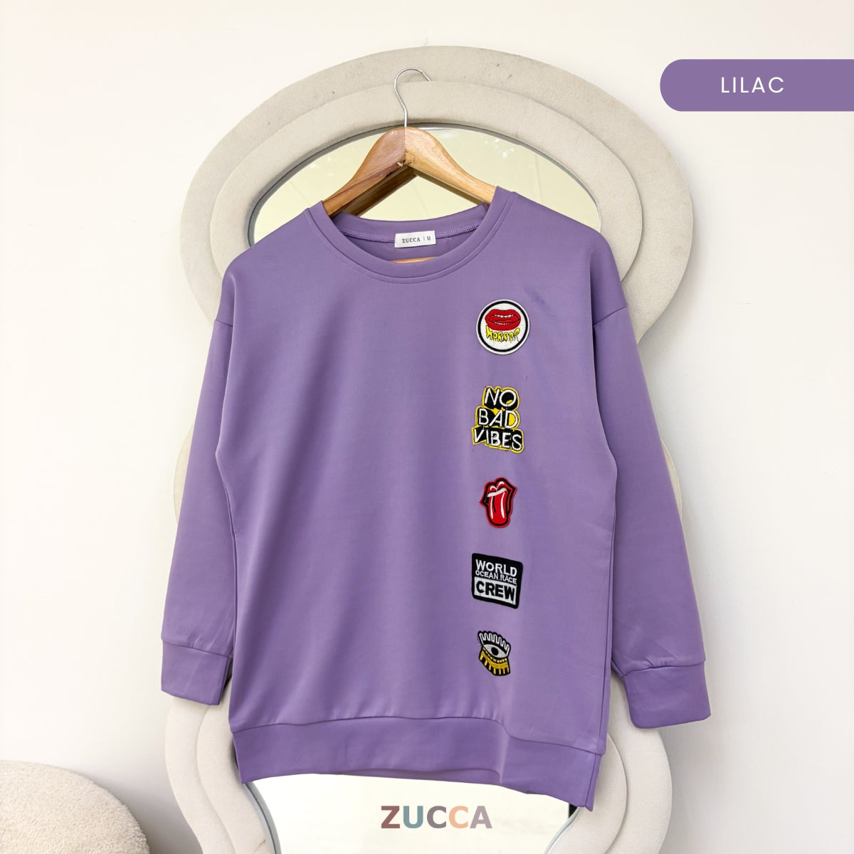 ZUCCA KAEIRA KASUAL WOMEN PATCH EMBROIDERED COZY SWEATSHIRT - MA197