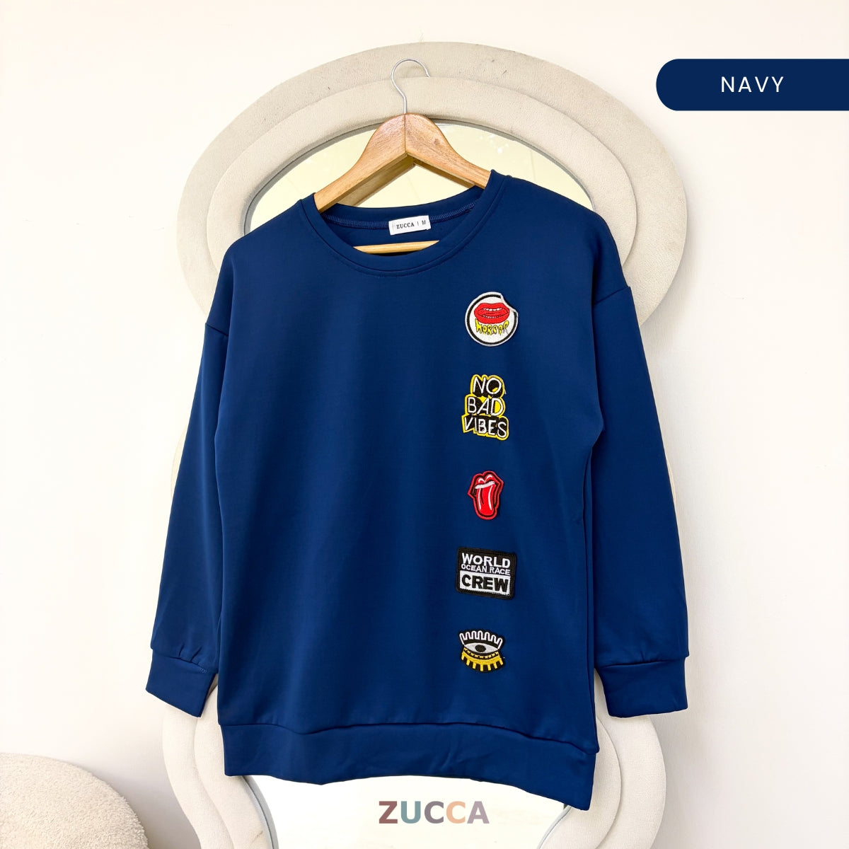 ZUCCA KAEIRA KASUAL WOMEN PATCH EMBROIDERED COZY SWEATSHIRT - MA197