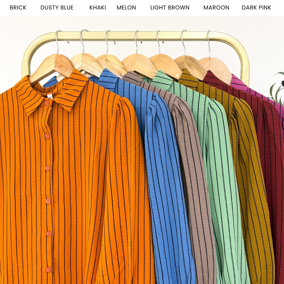ZUCCA GILIAN MODEST STRIPED LONG SLEEVE BLOUSE - GC011