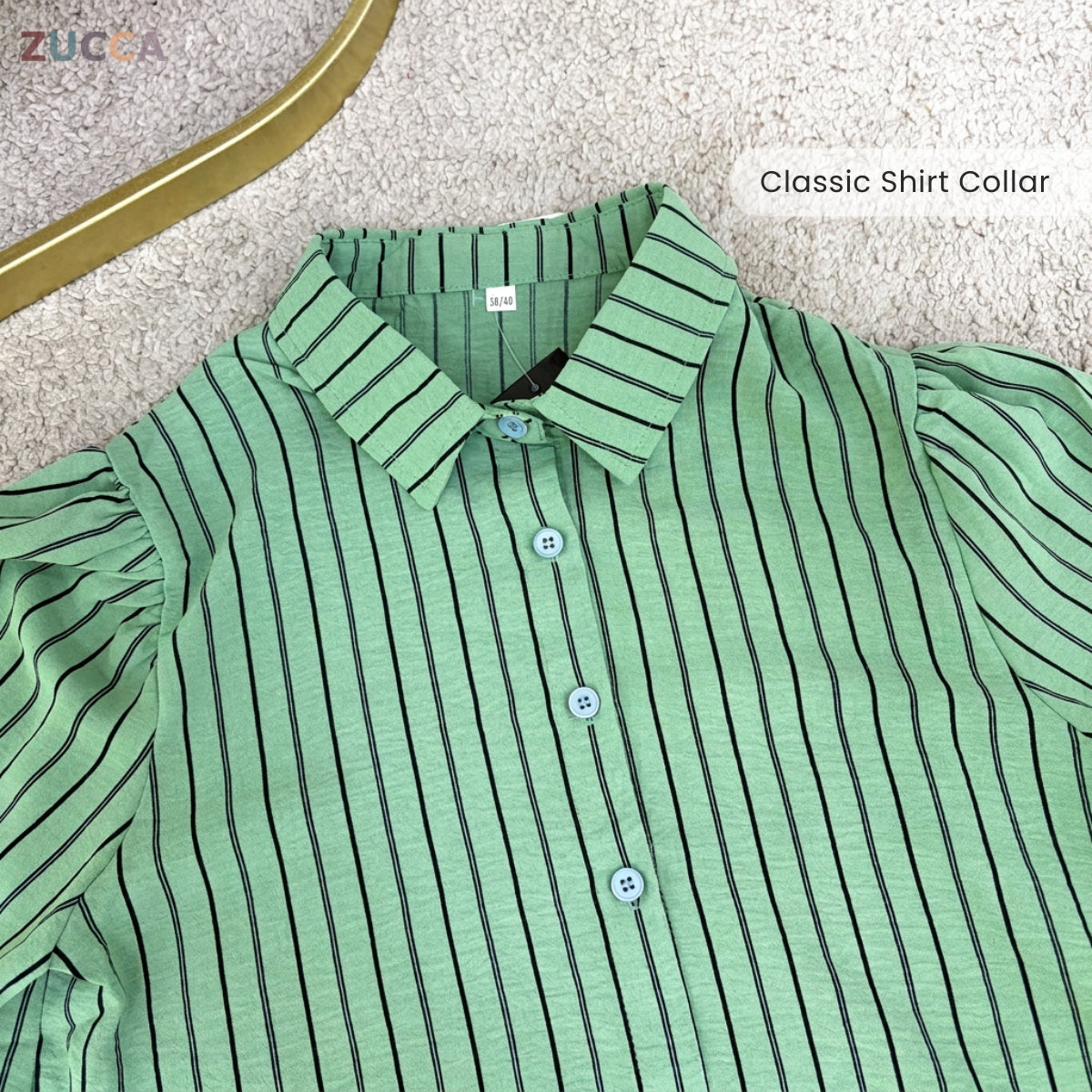 ZUCCA GILIAN MODEST STRIPED LONG SLEEVE BLOUSE - GC011