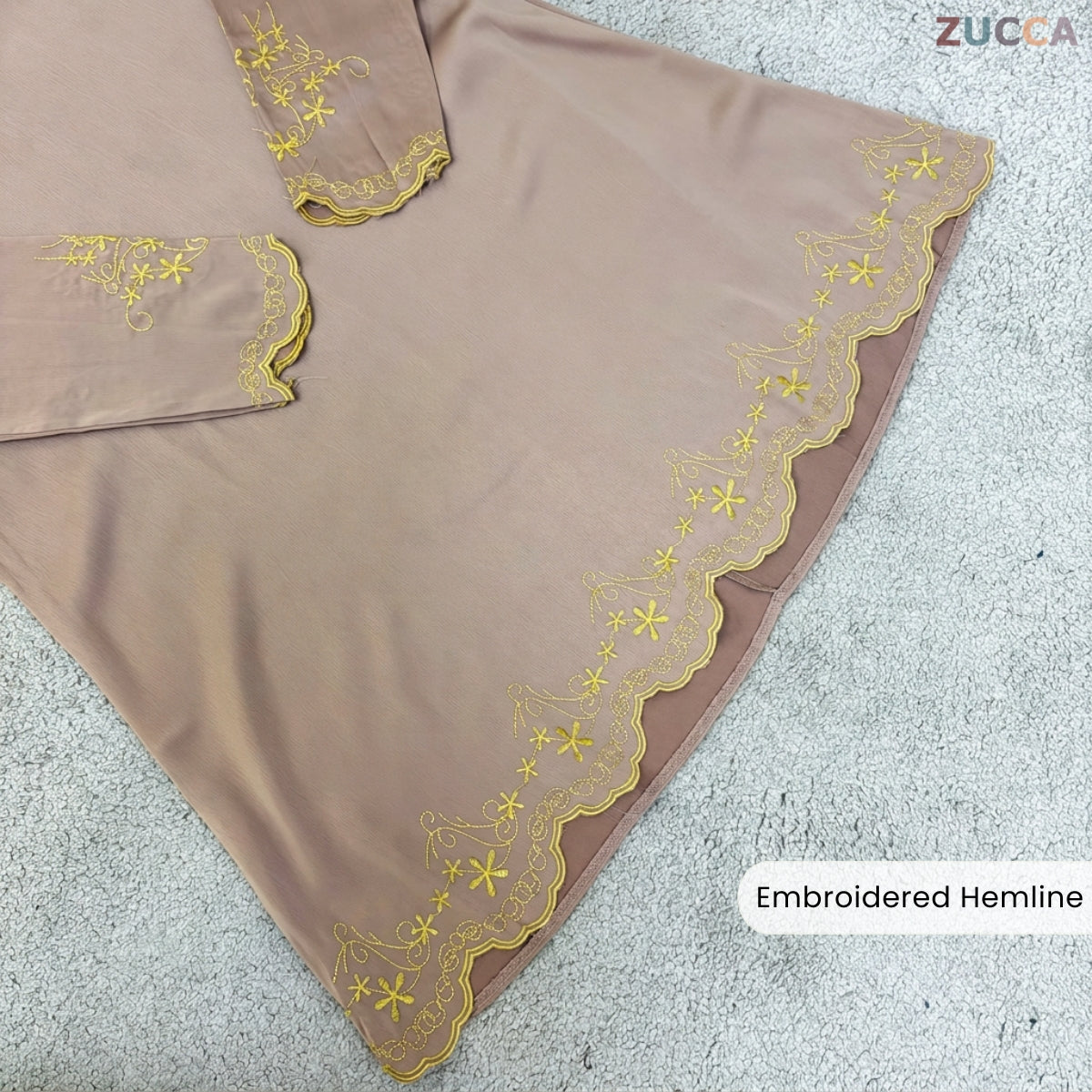 ZUCCA FAZILA EMBROIDERED SCALLOP MODEST LONG BLOUSE - GC005