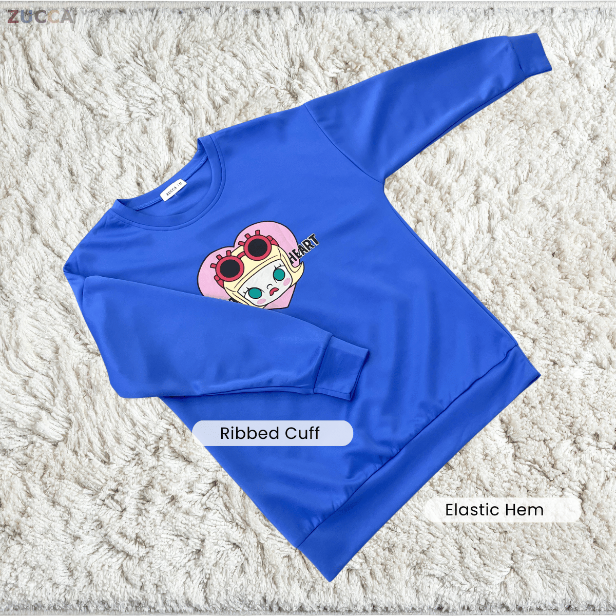 ZUCCA KATIE SWEET HEART GRAPHIC COZY SWEATSHIRT - MA198