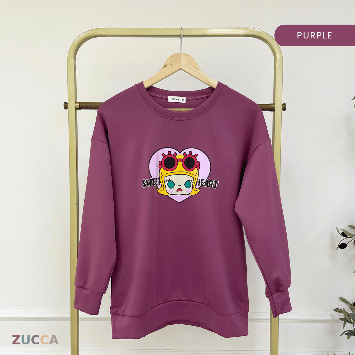 ZUCCA KATIE SWEET HEART GRAPHIC COZY SWEATSHIRT - MA198