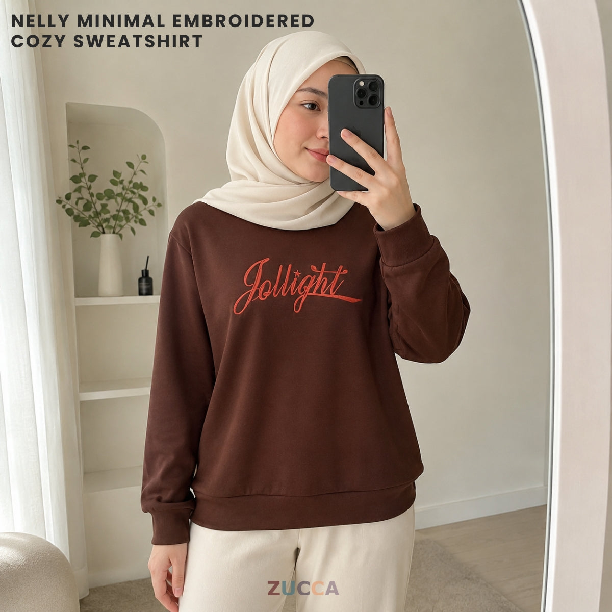 ZUCCA NELLY MINIMAL EMBROIDERED COZY SWEATSHIRT - MA199