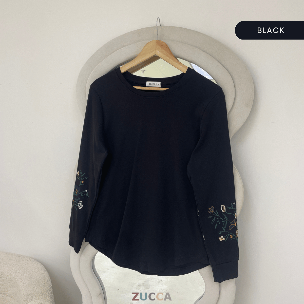 ZUCCA MASTURA EMBROIDERED SLEEVE MODEST LONG TOP - MA204