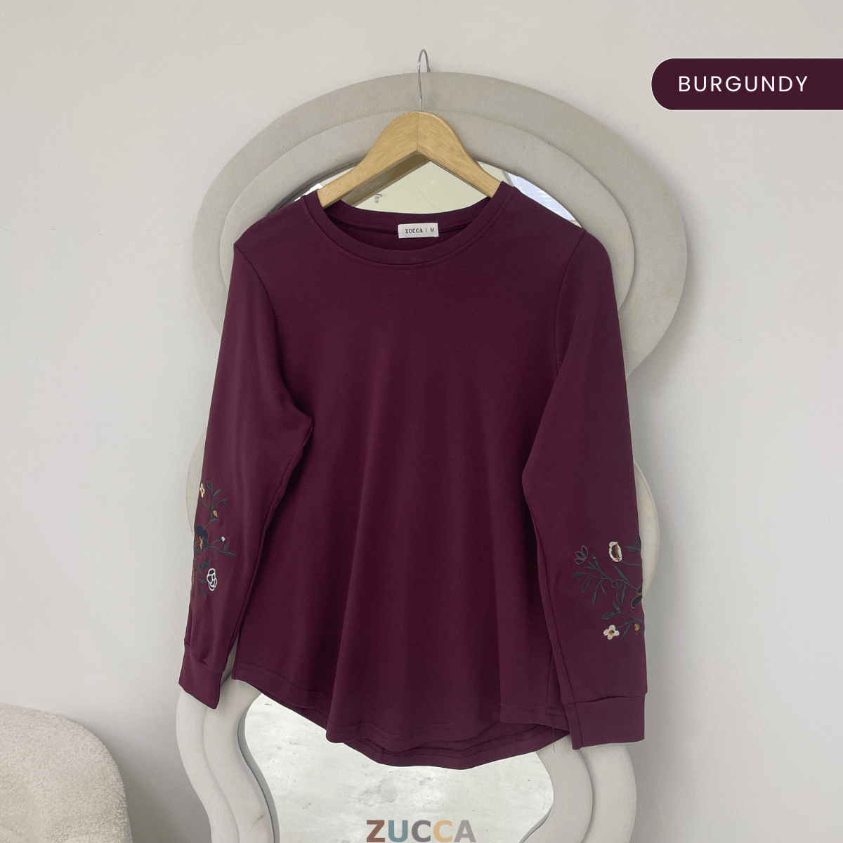 ZUCCA MASTURA EMBROIDERED SLEEVE MODEST LONG TOP - MA204
